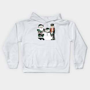 Camo Christmas, Santa Claus, snowman, nutcracker Kids Hoodie